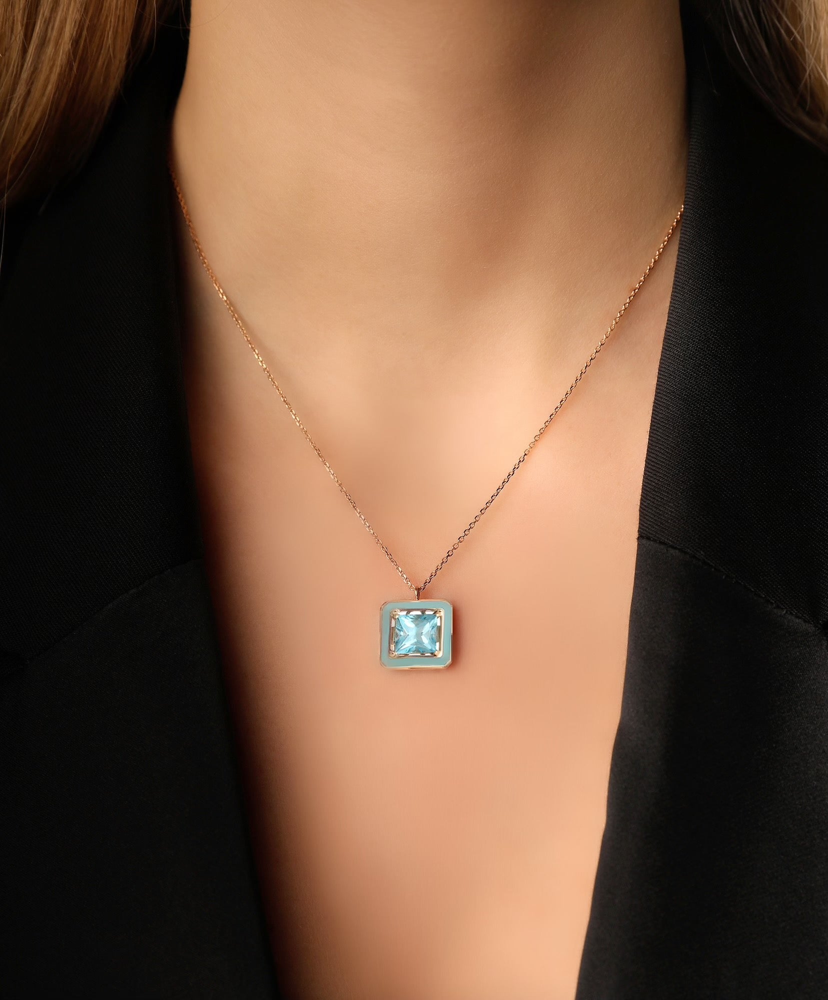 J by boghossian, blue topaze, necklace, turquoise enamel, gold