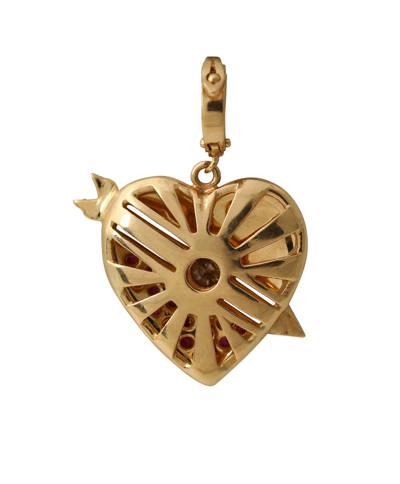 J by boghossian, white diamonds, gold, charm, pendant, heart, brown diamond, green enamel