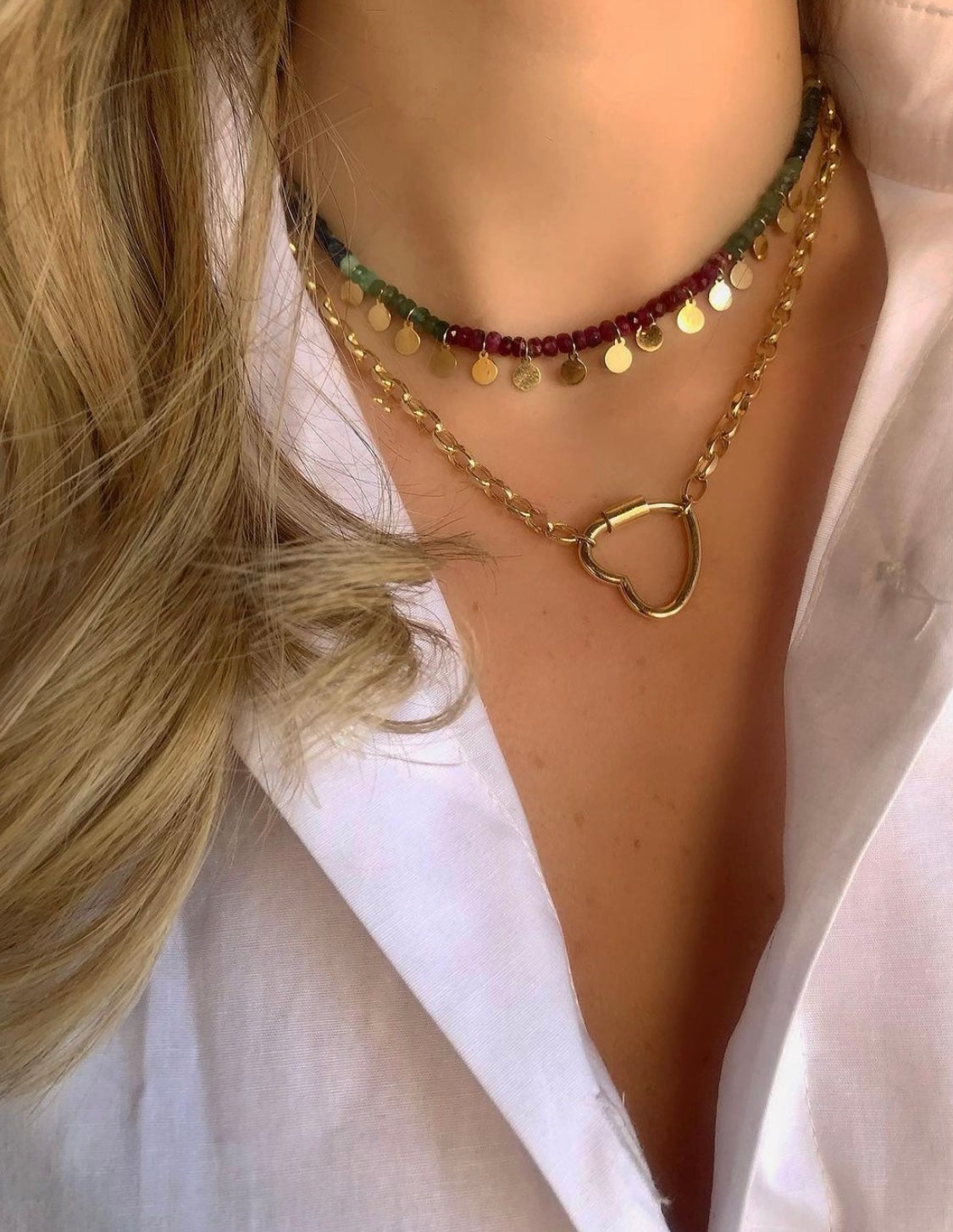 J by boghossian, white diamonds, gold, necklace, colored sapphires