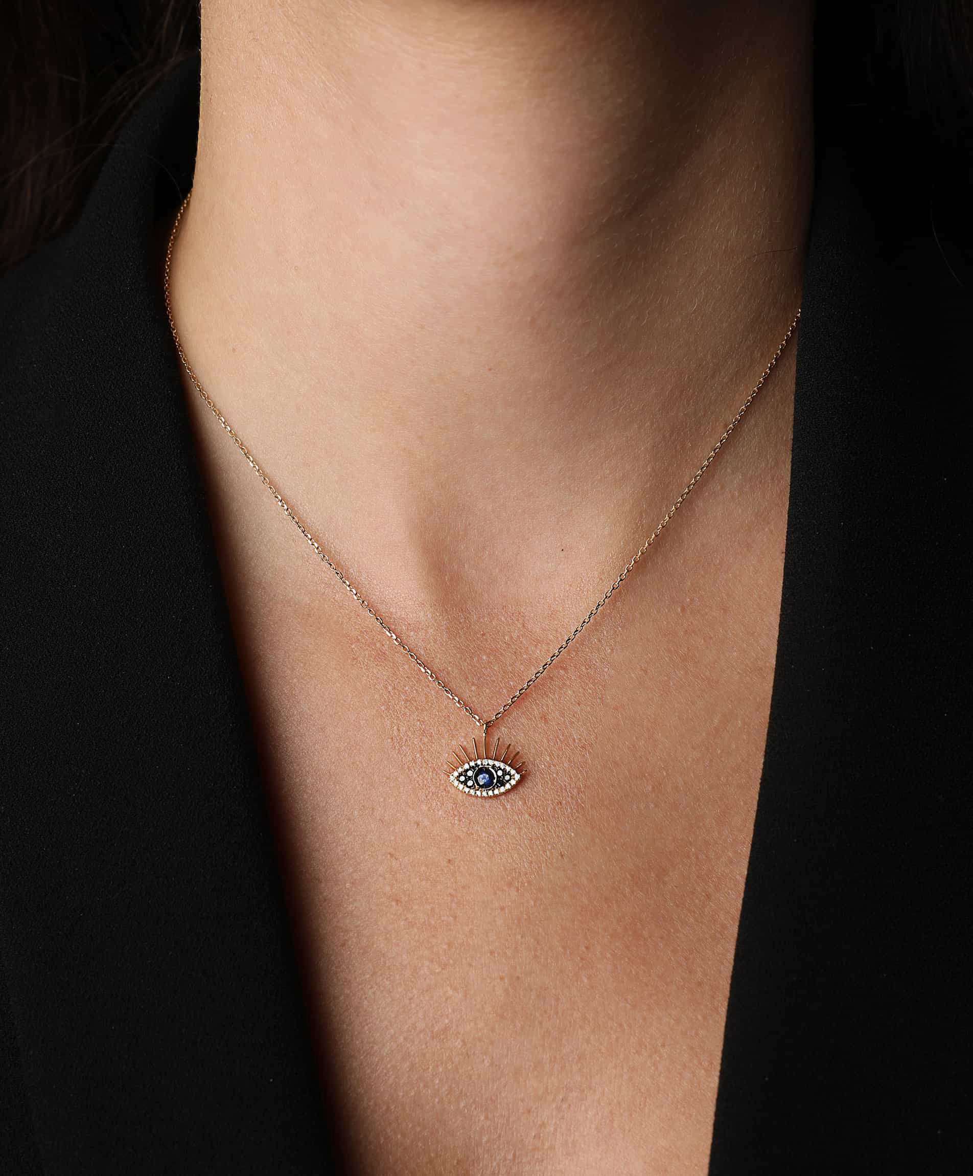 J by boghossian, white diamond, gold, necklace, eye, evil eye, sapphire, black diamond