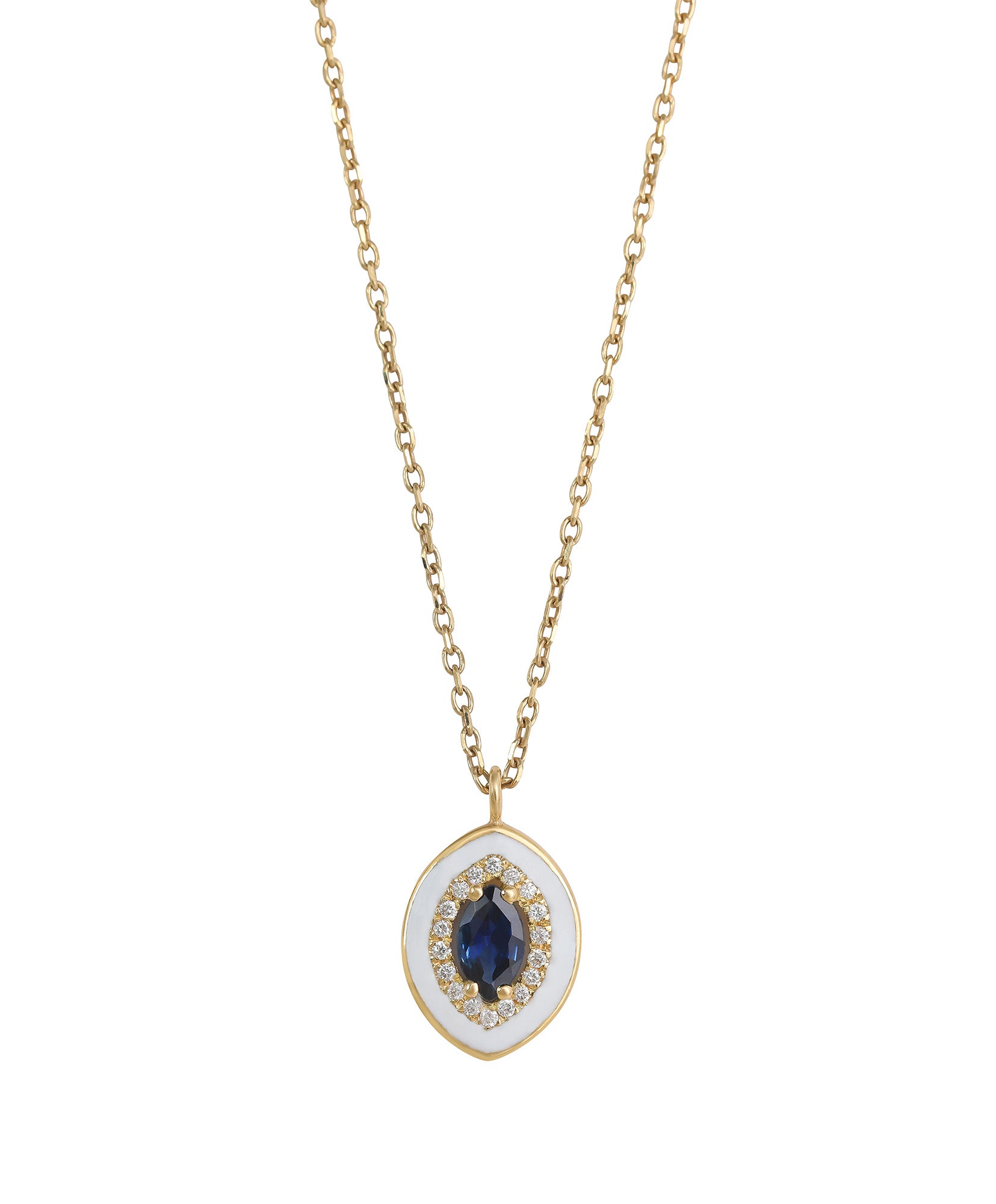 J by Boghossian, necklace, white diamond, gold, sapphire, white enamel