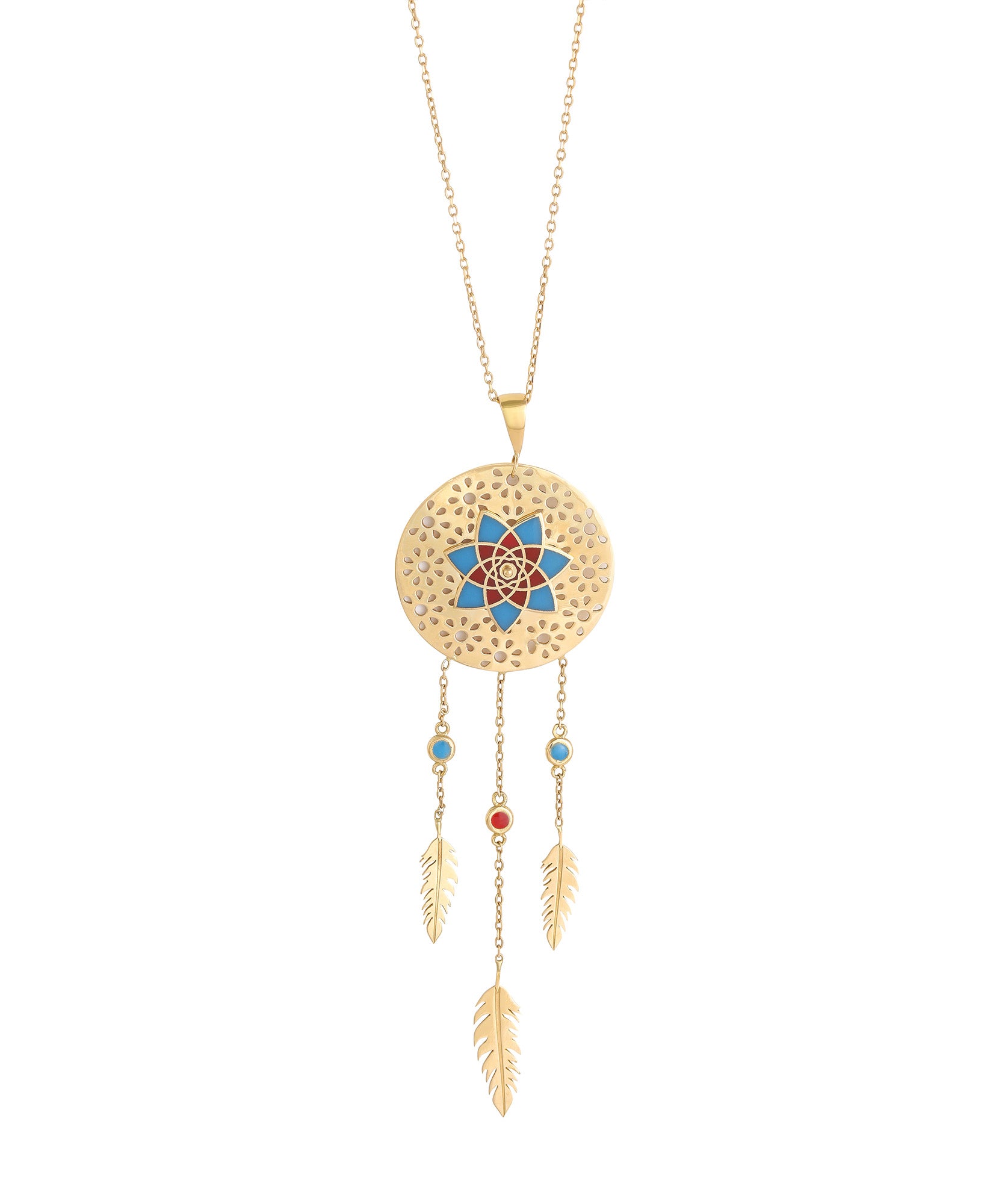 J by boghossian, gold, necklace, dreamcatcher