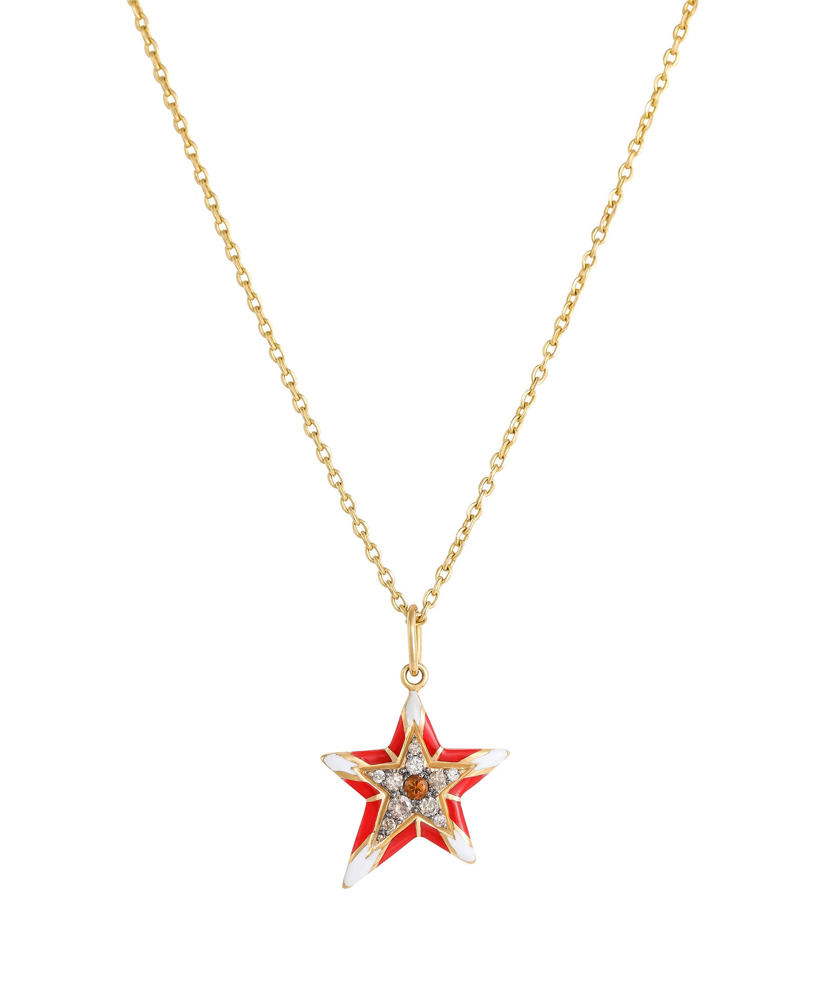 J by boghossian, gold, necklace, brown diamonds, citrine, red enamel, whie enamel