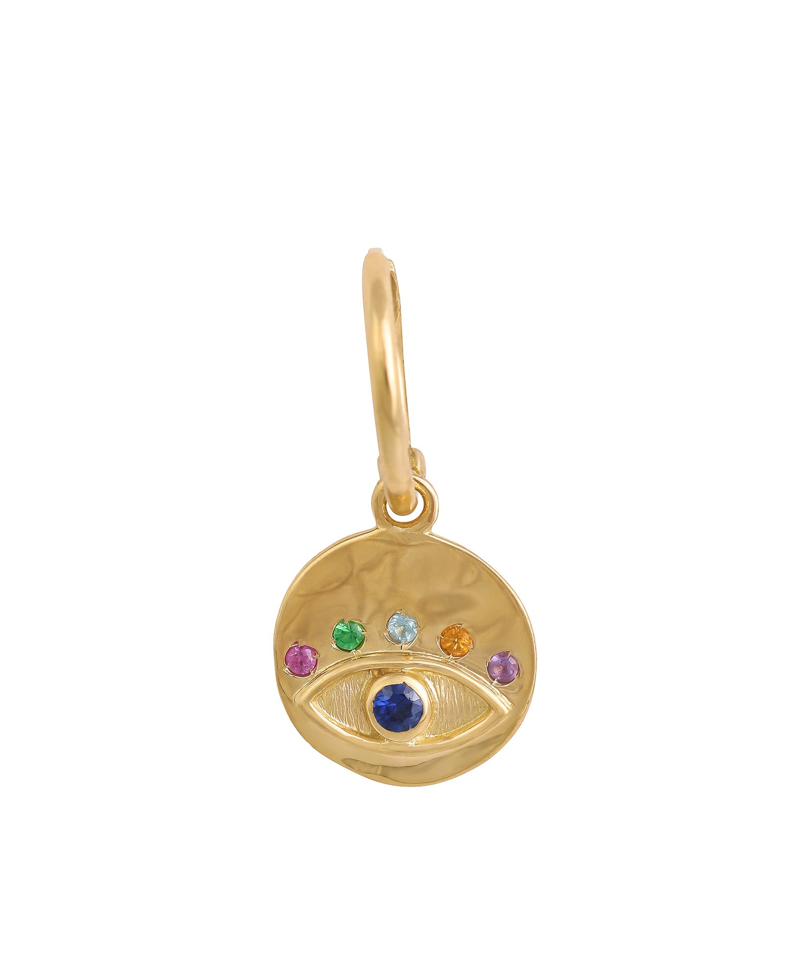  J by boghossian, white diamonds, gold, earrings, multicolor eye, hoop, colored sapphires