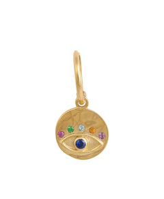  J by boghossian, white diamonds, gold, earrings, multicolor eye, hoop, colored sapphires