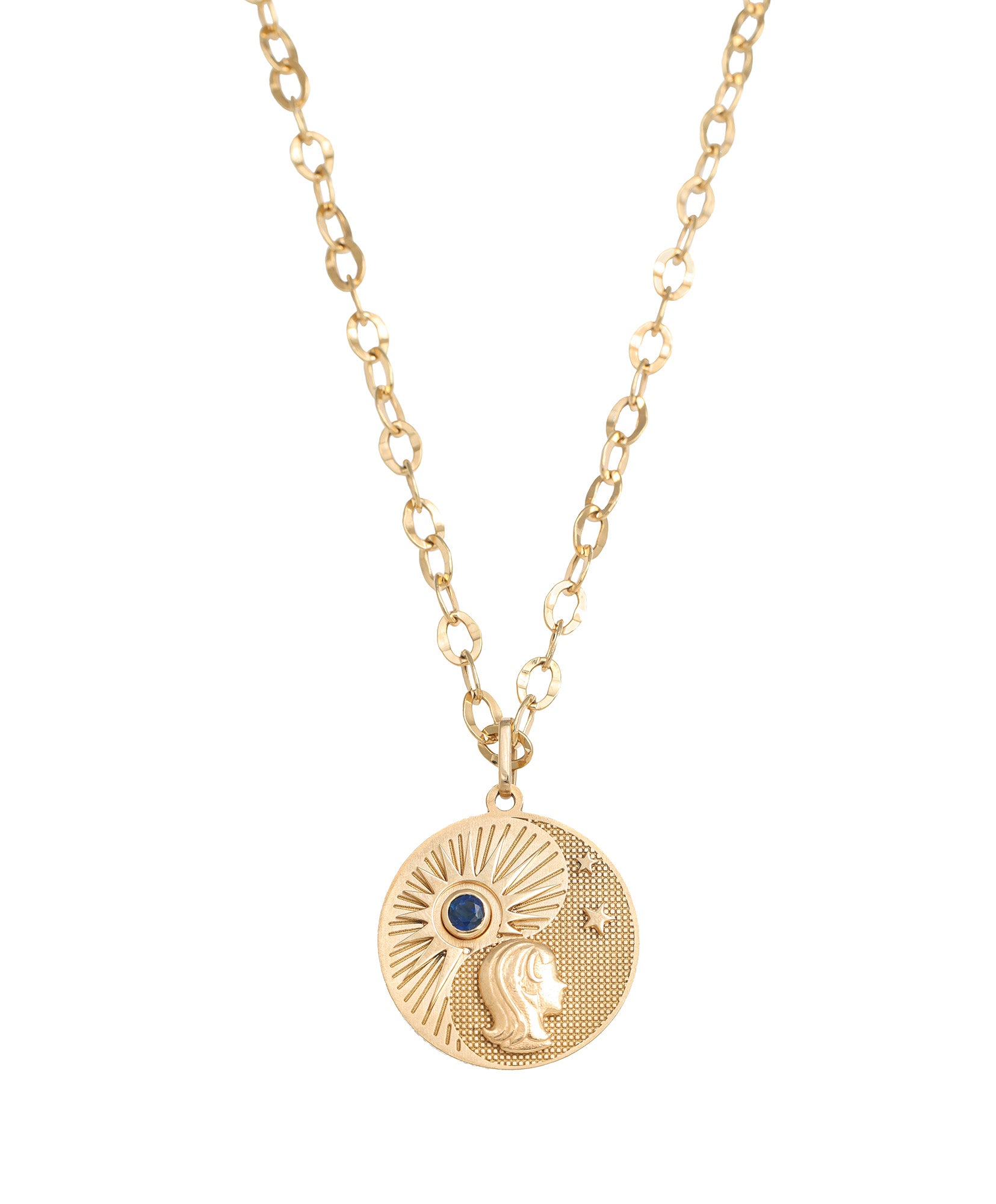 J by boghossian, gold, necklace, pendant, horoscope, virgo, sapphire