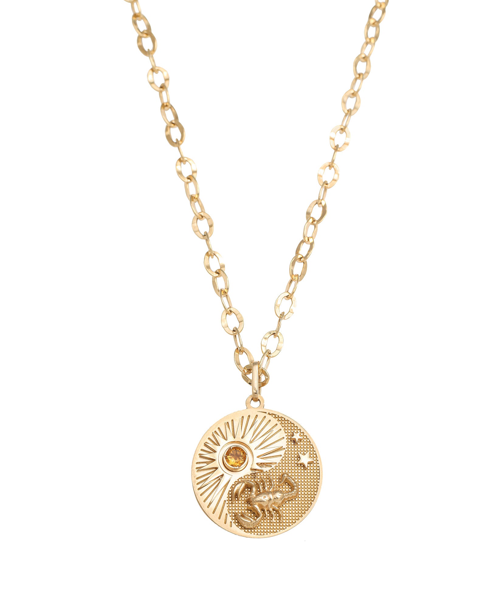 J by boghossian, white diamonds, gold, pendant, scorpio, horoscope, citrine stone