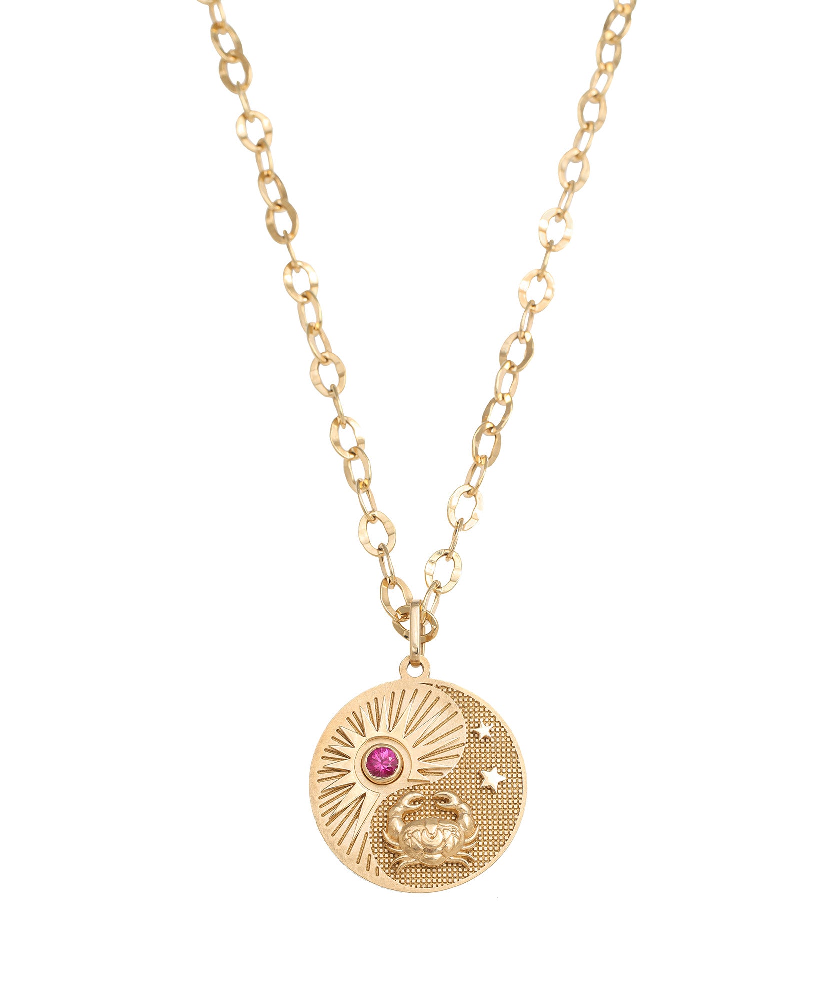 J by boghossian,necklace, horoscope, gold, ruby stone, cancer
