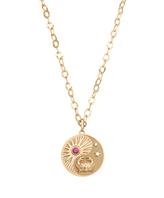 J by boghossian,necklace, horoscope, gold, ruby stone, cancer