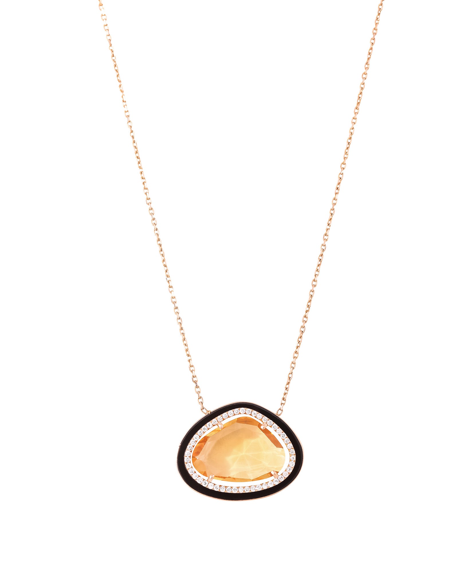 J by boghossian, Citrine, necklace, gold, black enamel