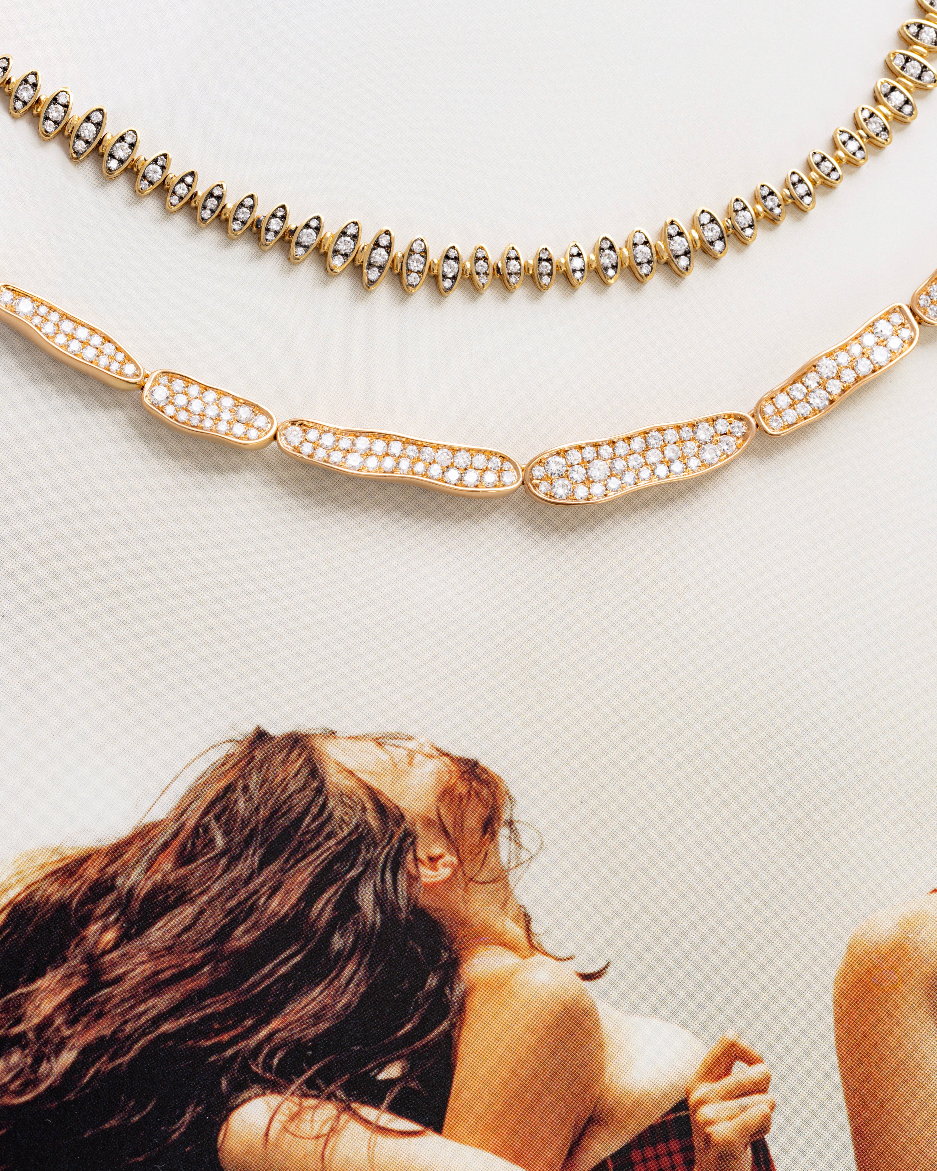 J by boghossian, white diamond, gold, necklace, black rhodium, tennis