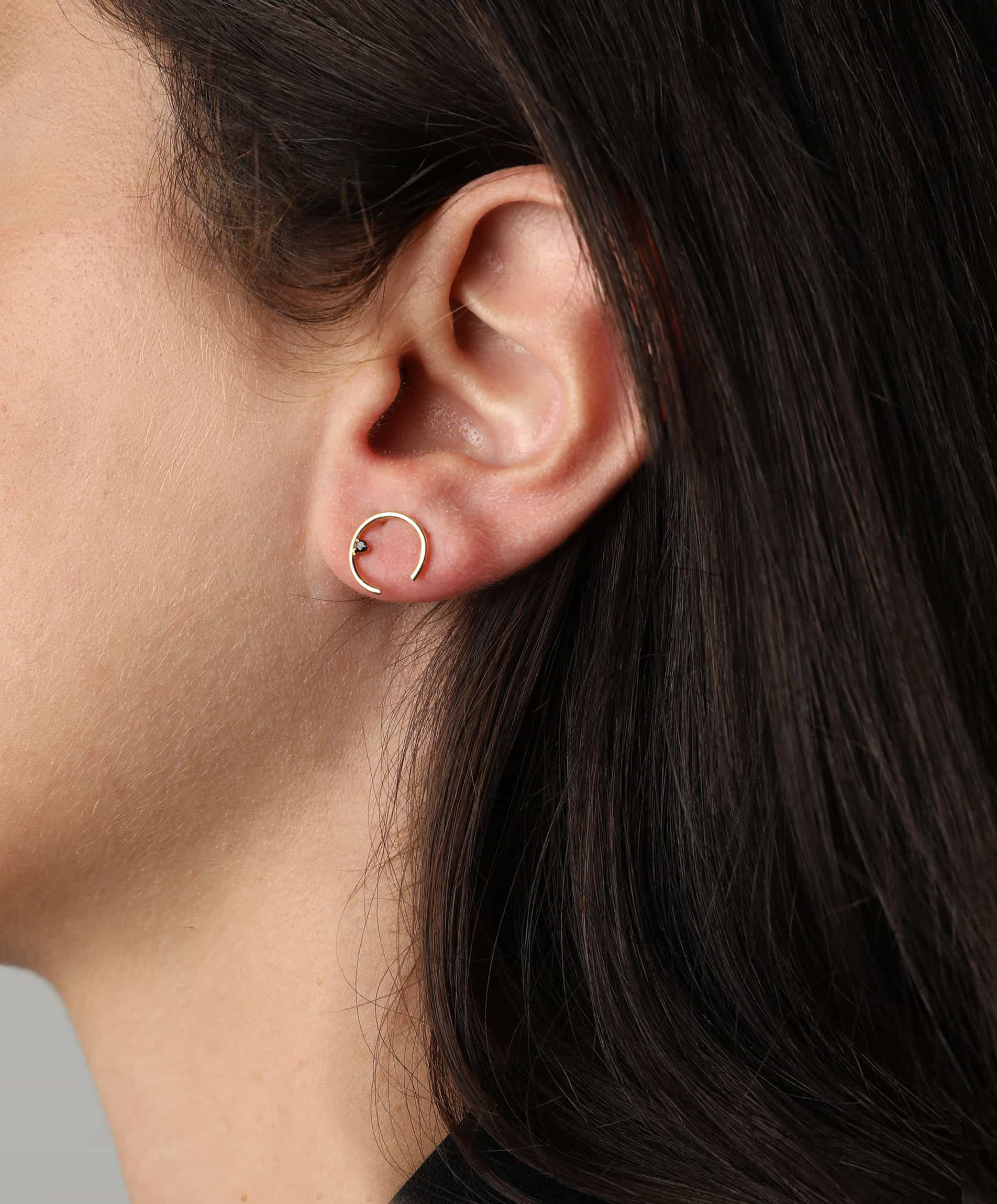J by boghossian, stud earring, black diamond, gold