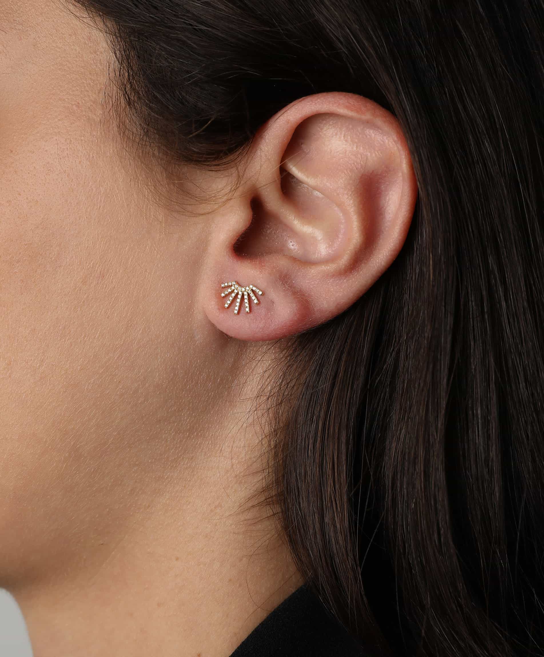 J by boghossian, white diamond, gold, earrings, half sun, stud