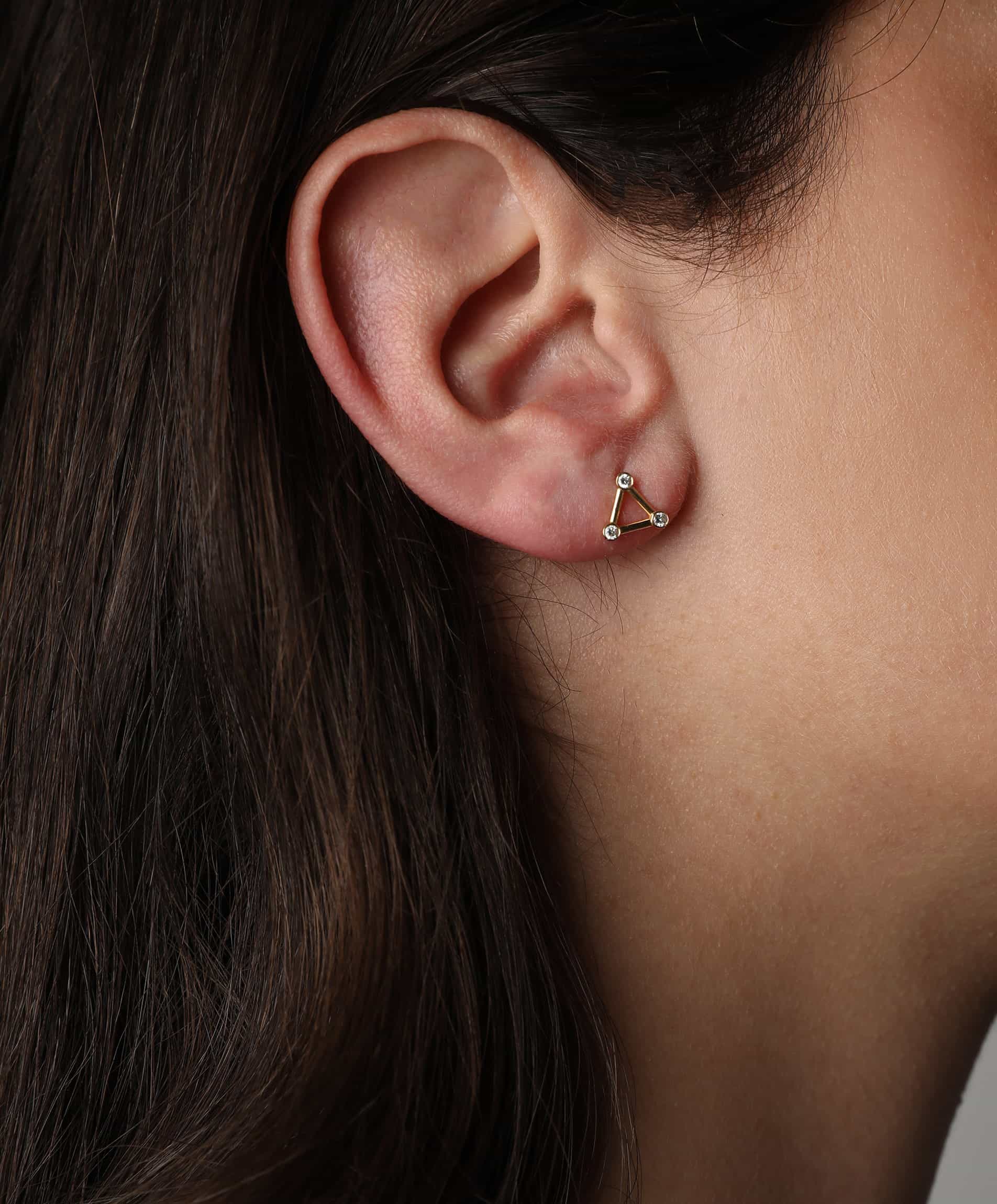 J by boghossian, gold, earring, stud, trigon, white diamond