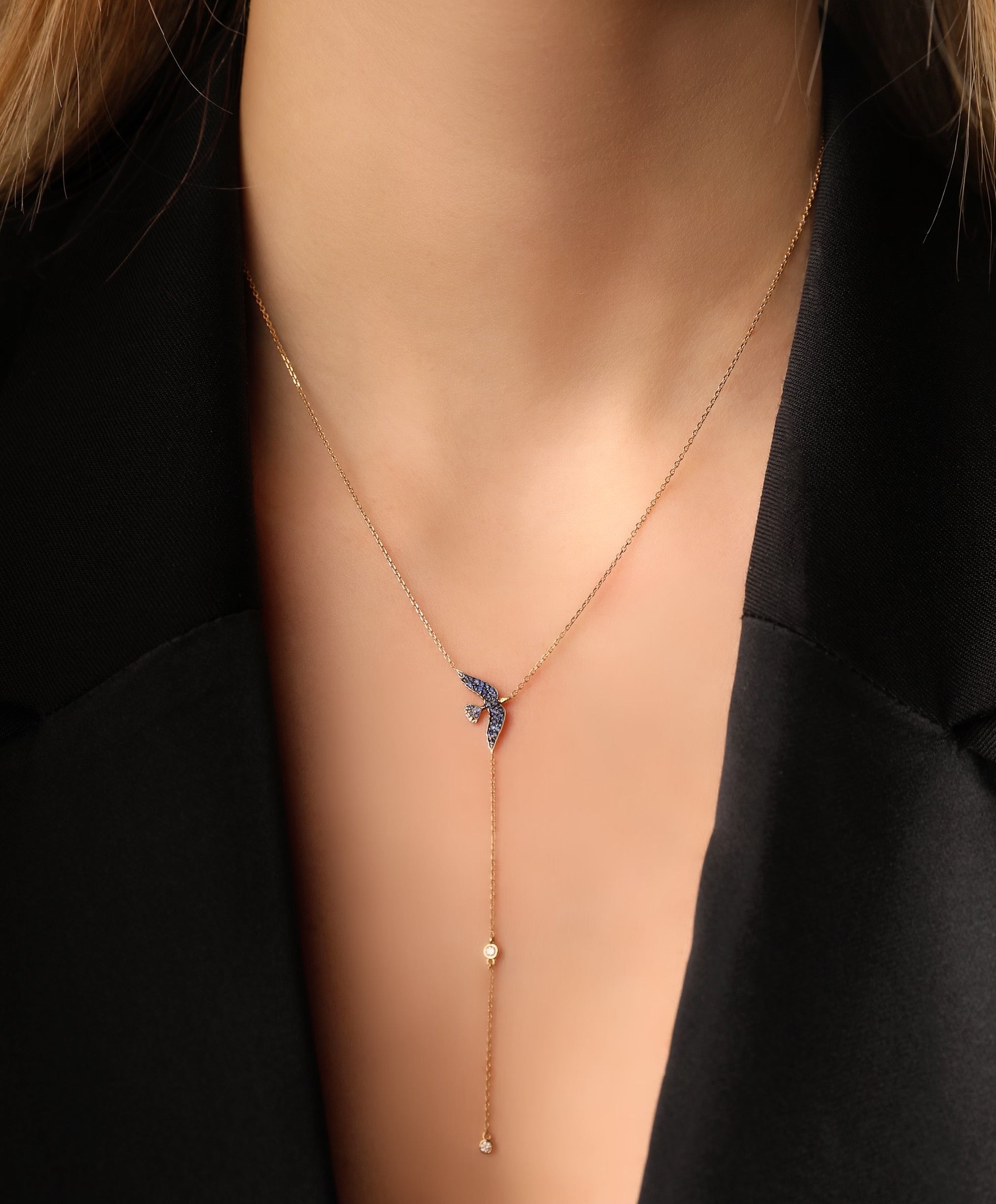 J by boghossian, gold, necklace, bird, sapphire