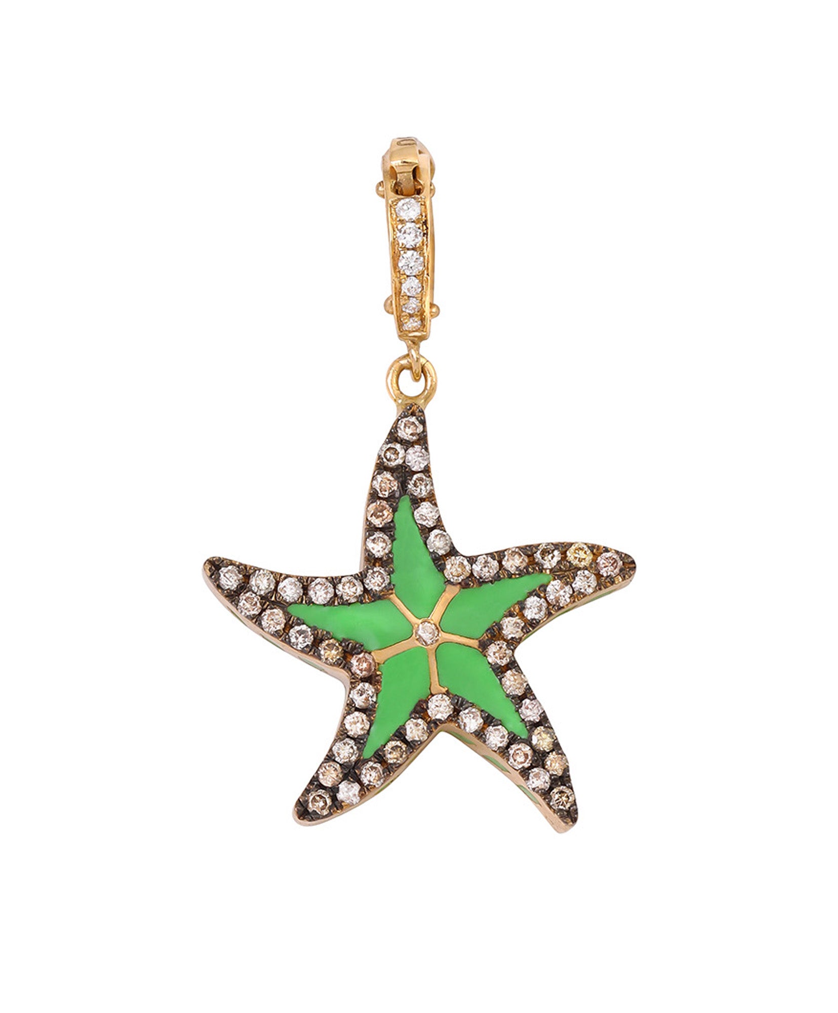 J by boghossian, white diamond, gold, charm, pendant, starfish, brown diamond