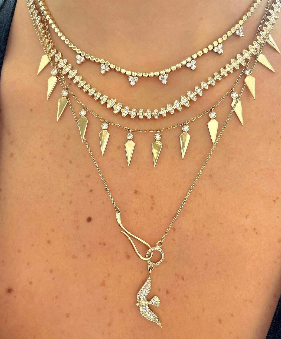 J by boghossian, white diamond, gold, necklace, black rhodium, tennis