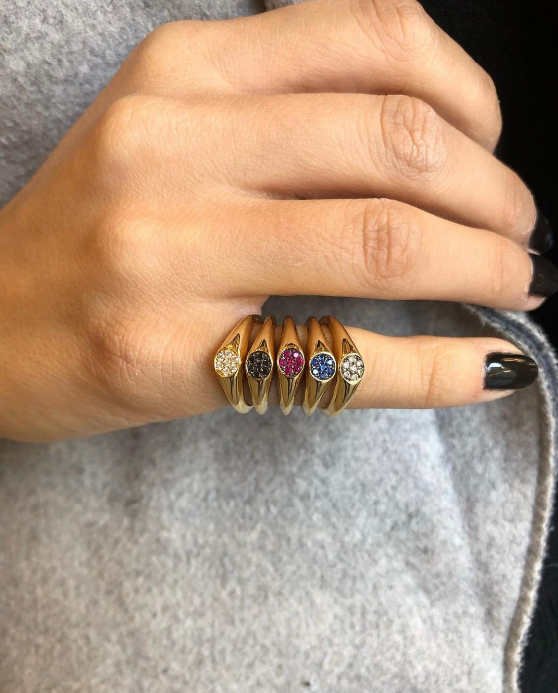 J by boghossian, black diamonds, gold, ring, pinky 