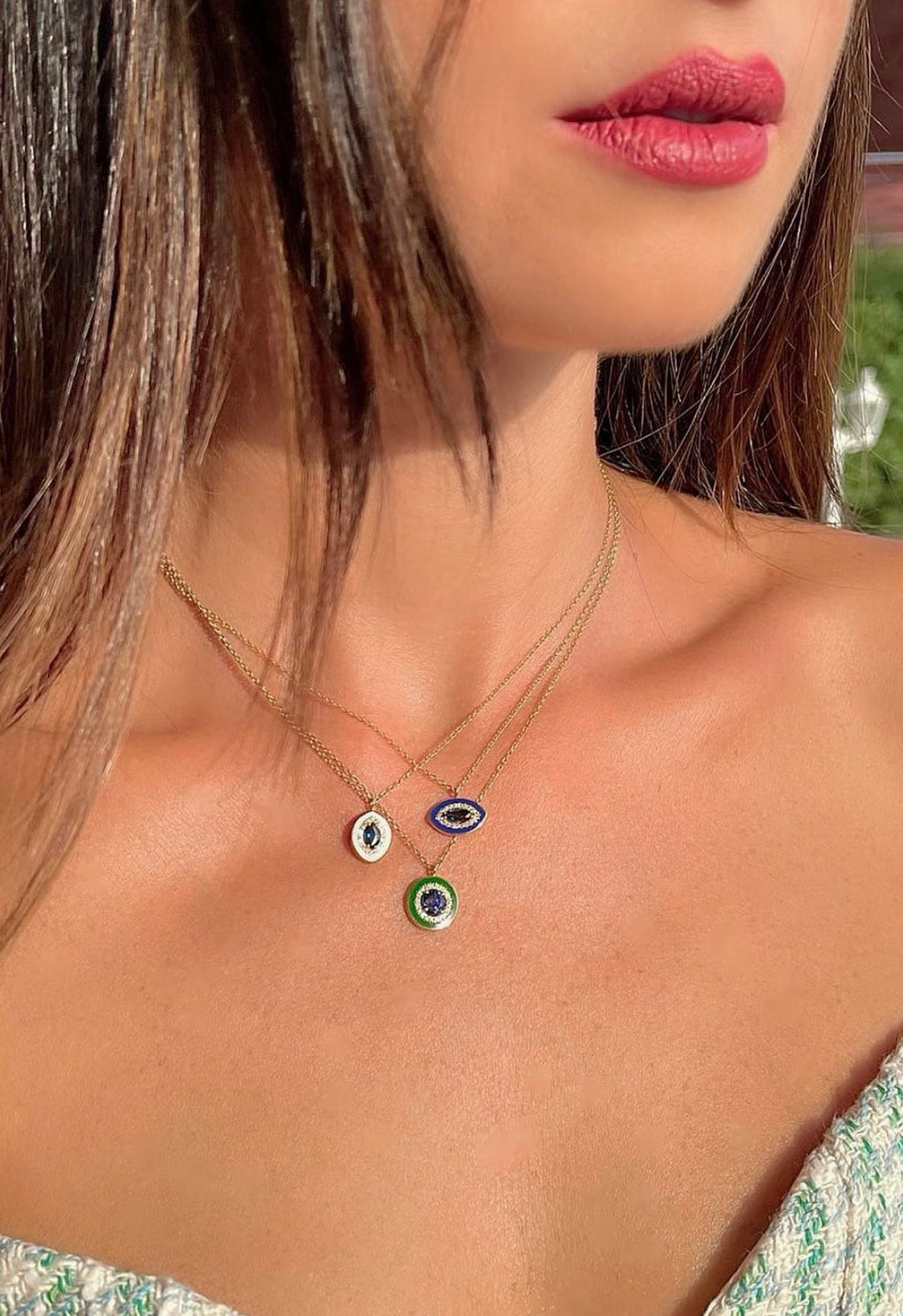  J by Boghossian, necklace, white diamond, gold, sapphire, navy blue enamel