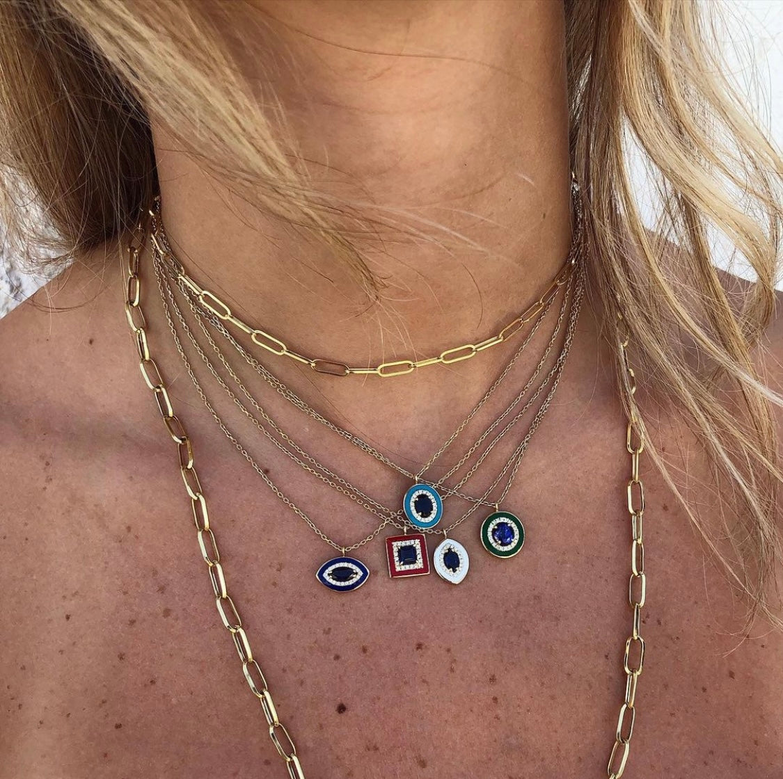 J by Boghossian, necklace, white diamond, gold, sapphire, turquoise enamel