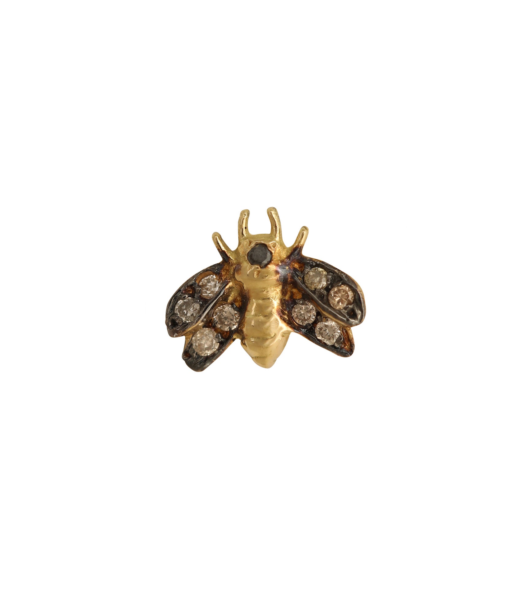 J by boghossian, white diamond, gold, earrings, honey bee, stud