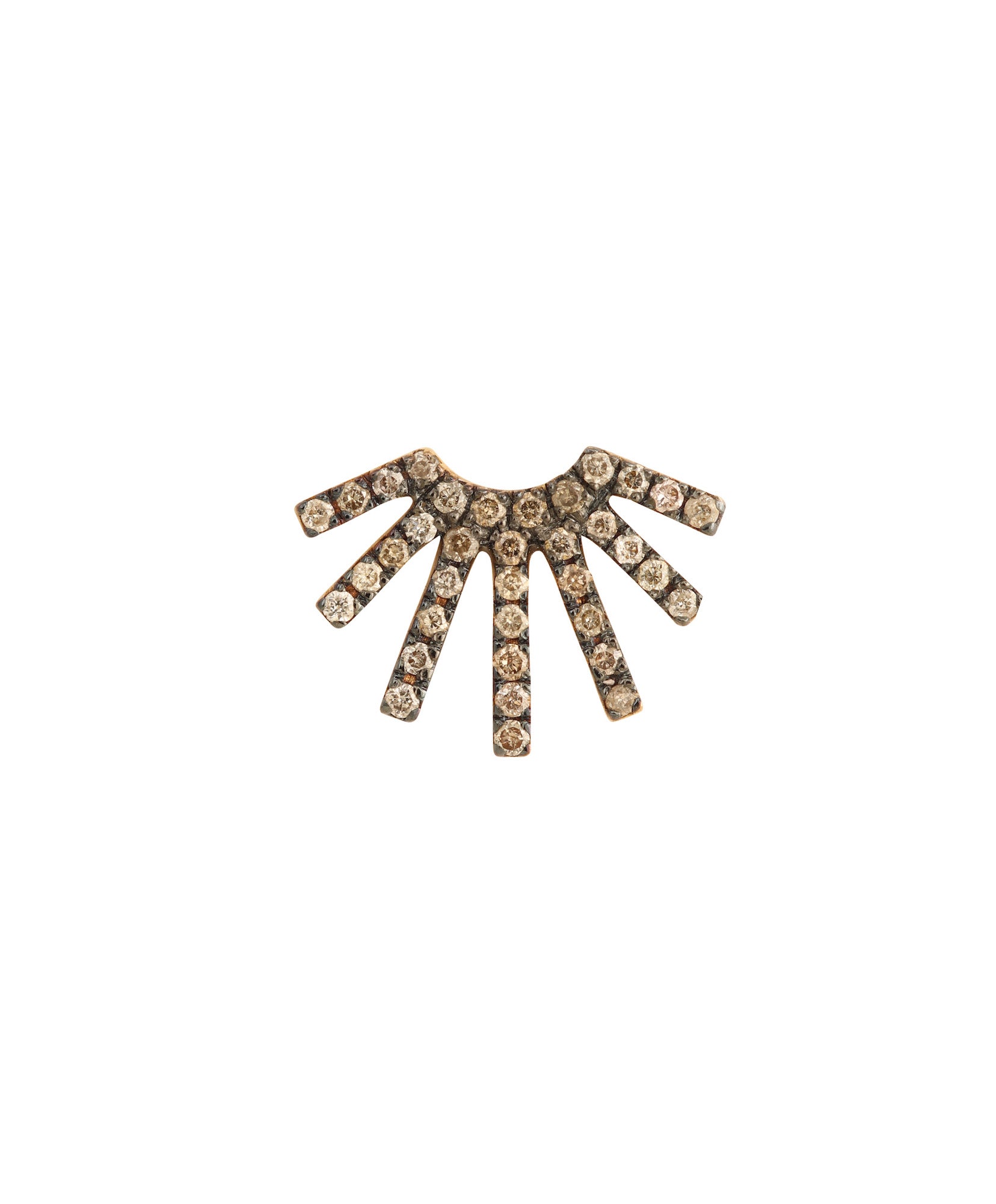 J by boghossian, white diamond, gold, earrings, half sun, stud, brown diamond