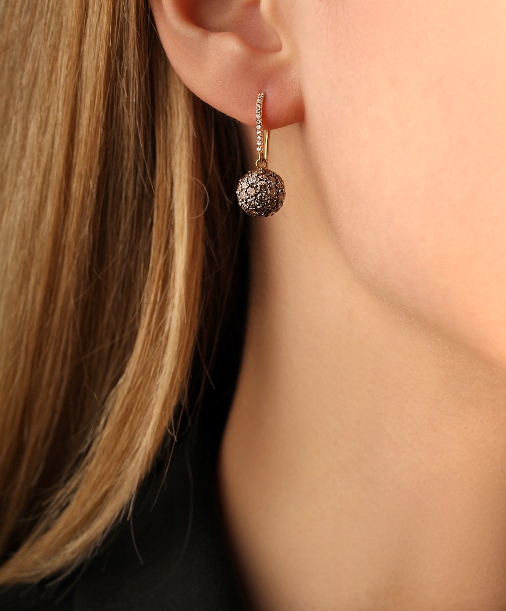 J by boghossian, diamond, gold, earrings, brown diamond