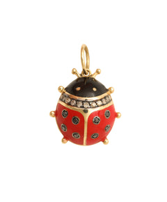J by boghossian, white diamond, gold, charm, pendant, ladybug