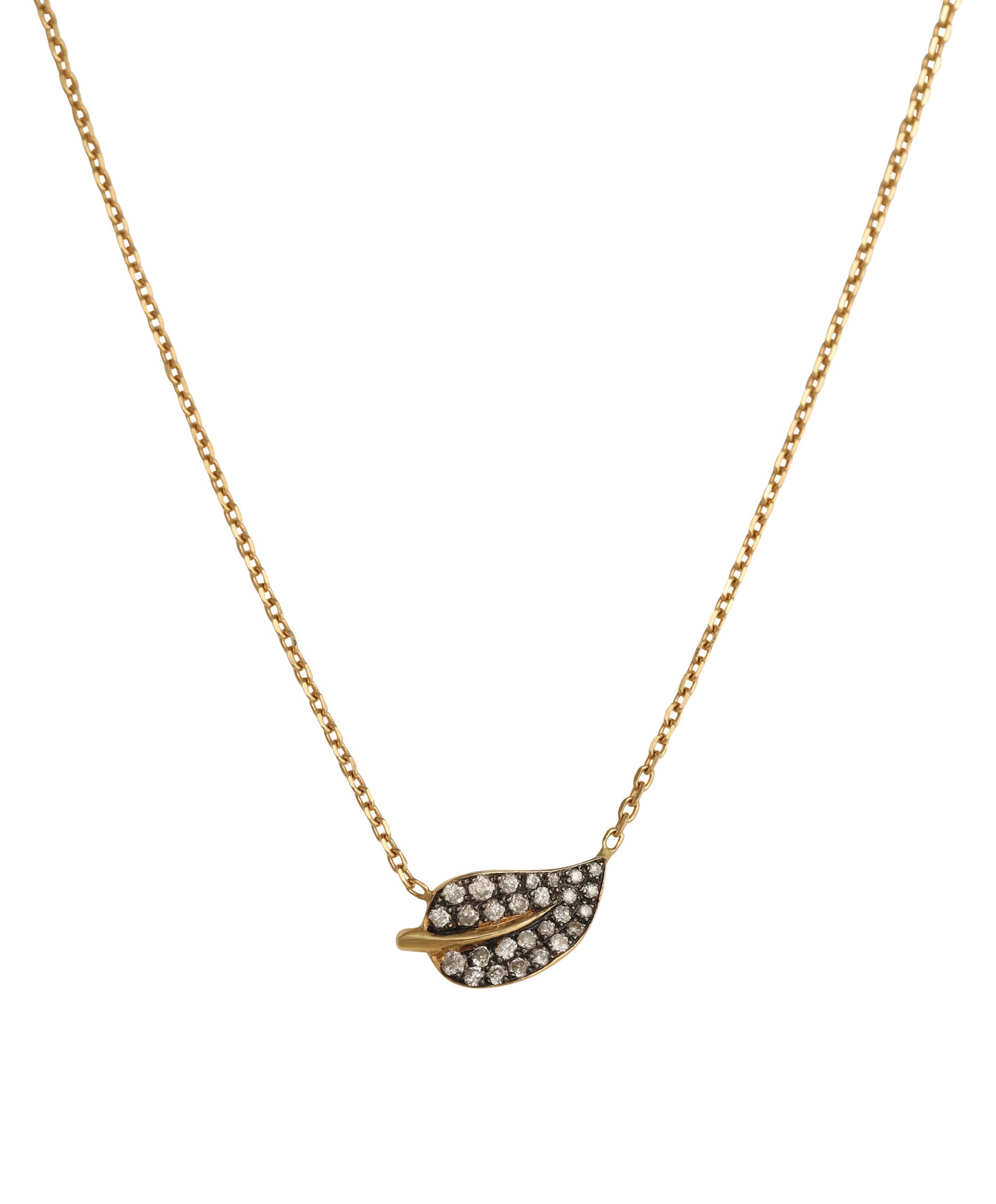 J by boghossian, white diamond, gold, necklace, leaf, black rhodium