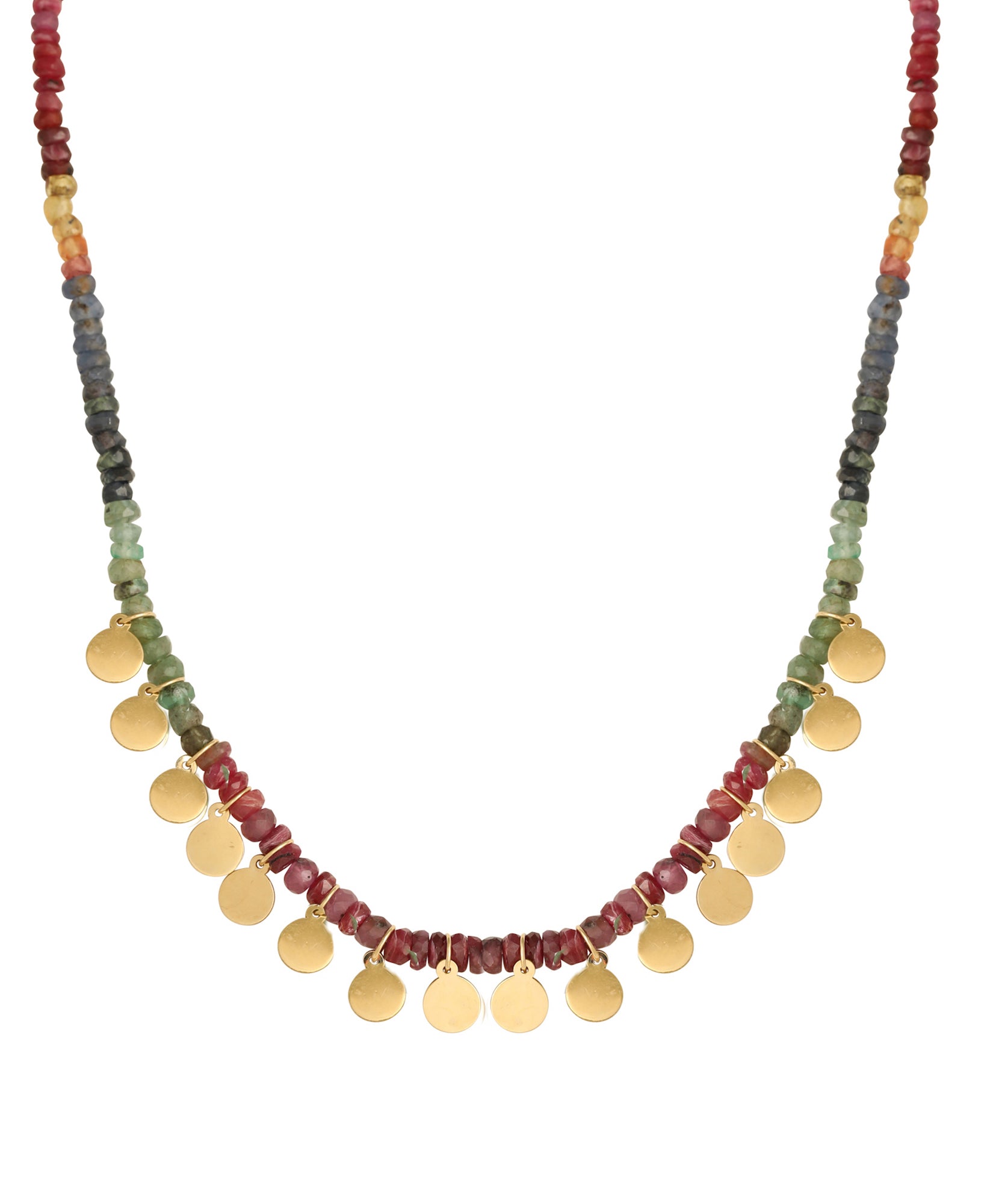  J by boghossian, white diamonds, gold, necklace, colored sapphires