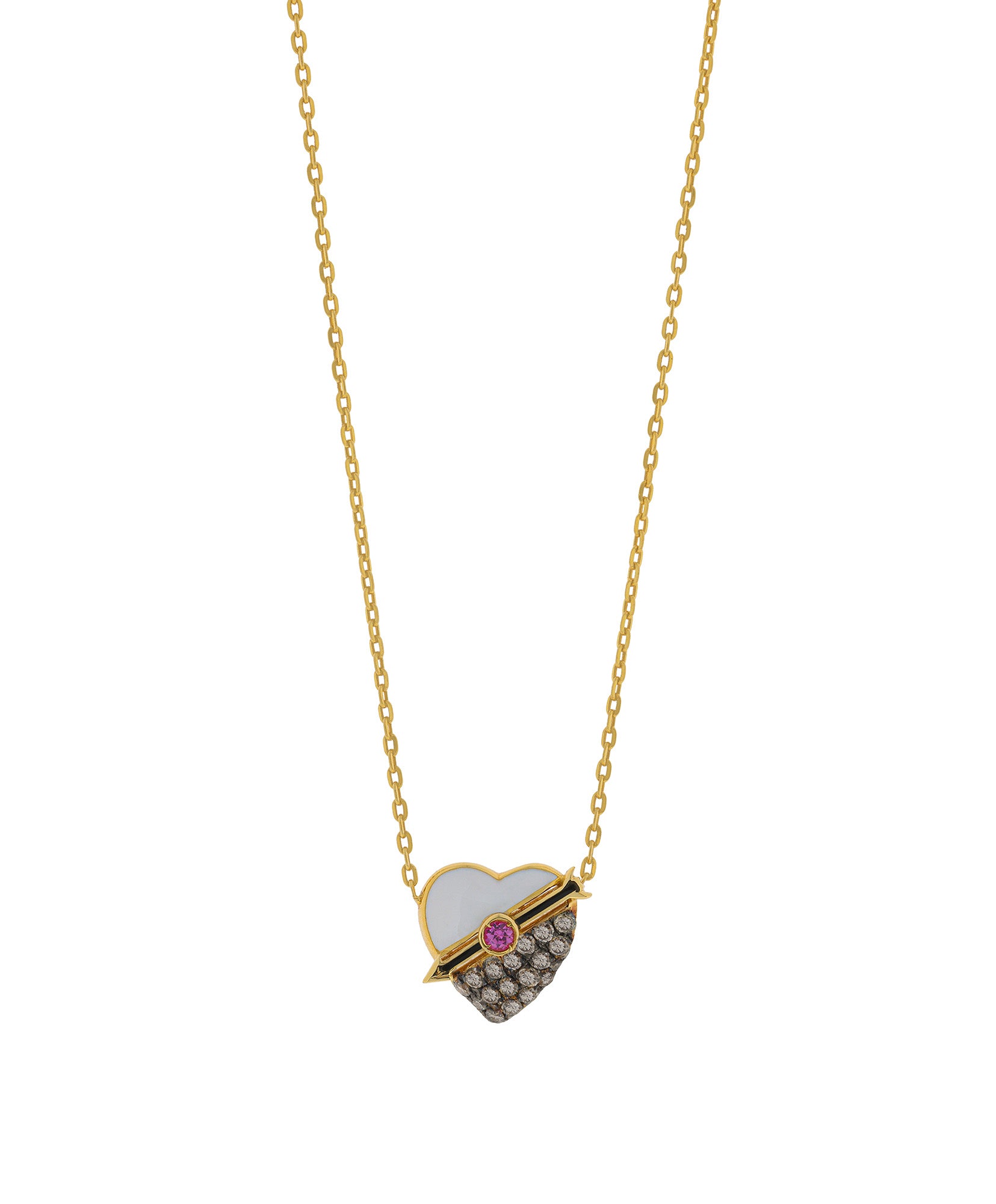  J by boghossian, white diamonds, gold, necklace, brown diamond, white enamel