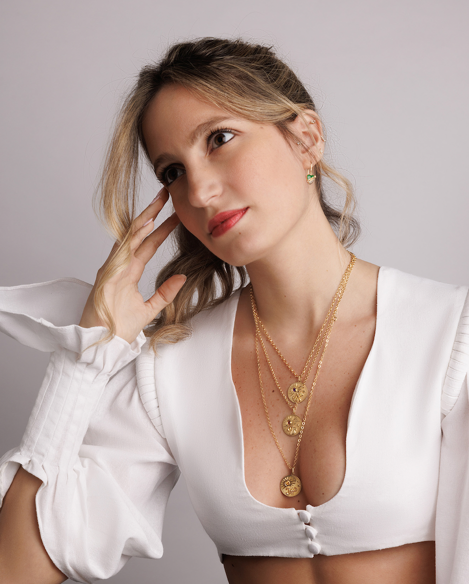 J by boghossian, white diamonds, gold, pendant, scorpio, horoscope, citrine stone