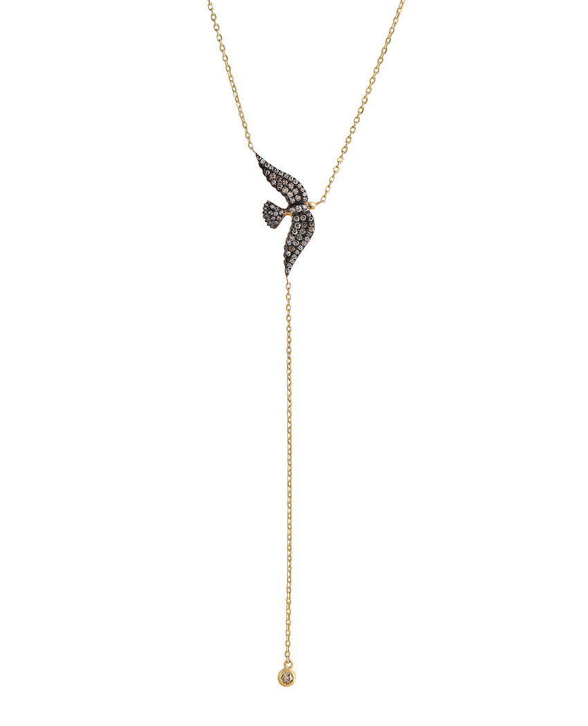  J by boghossian, white diamonds, gold, necklace, bird, brown diamond