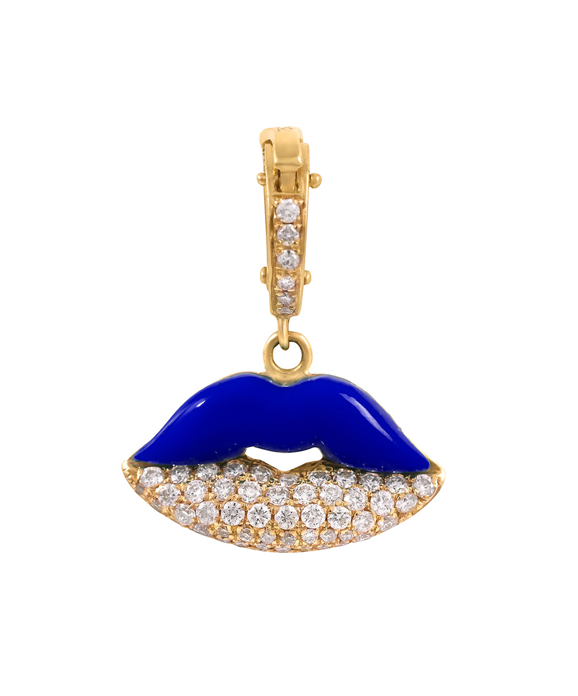 J by boghossian, white diamonds, gold, charm, lips, pendant, navy blue