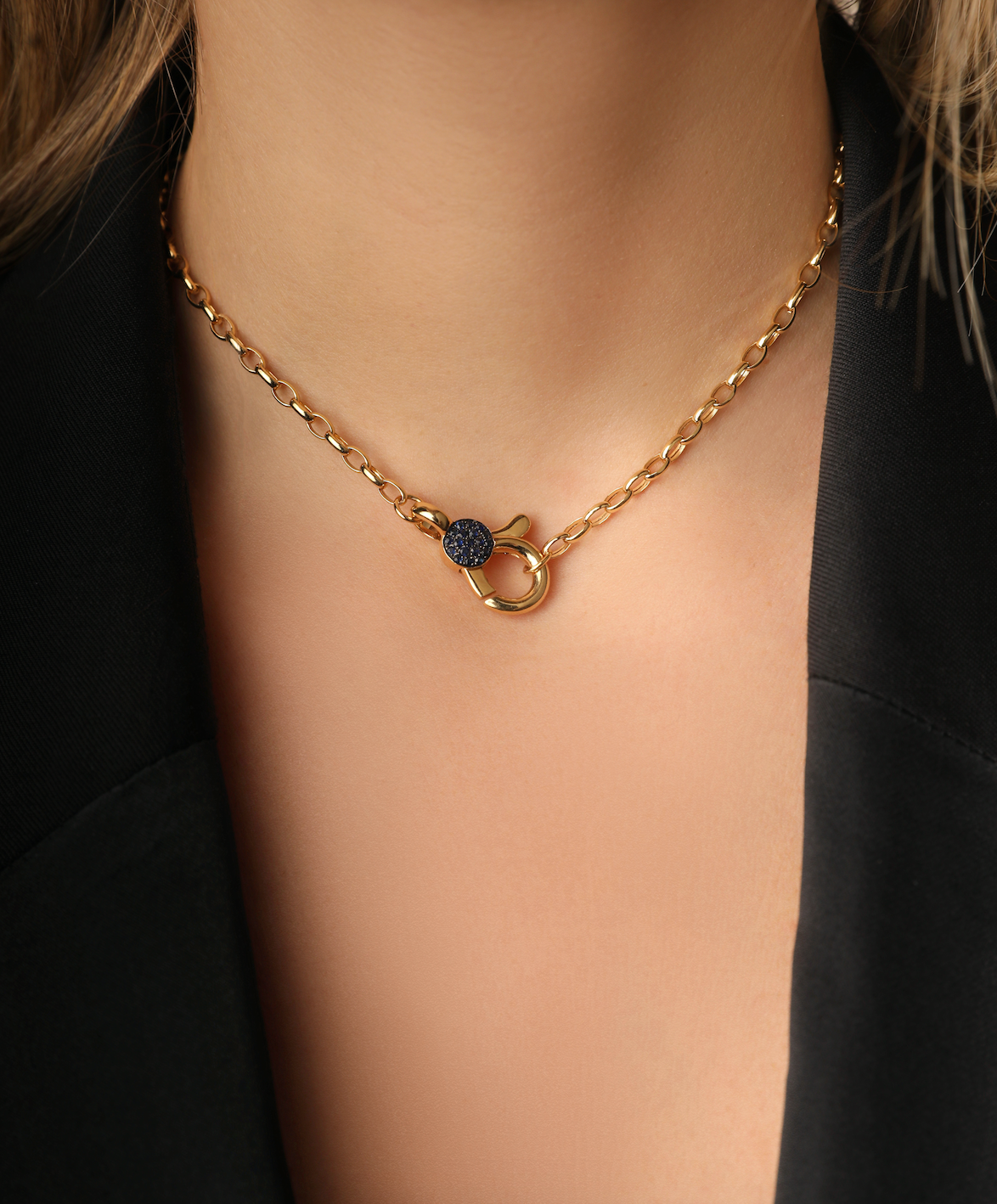 J by boghossian, white diamond, gold, necklace, hook, chain, sapphire