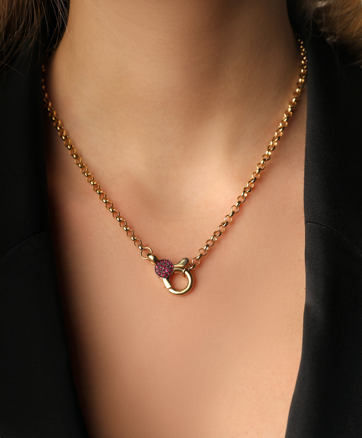 J by boghossian, white diamond, gold, necklace, hook, chain, ruby