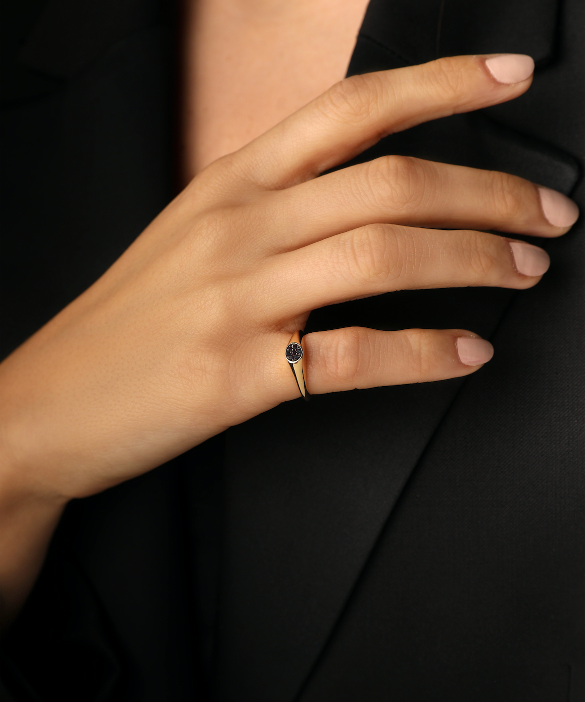 J by boghossian, black diamonds, gold, ring, pinky 
