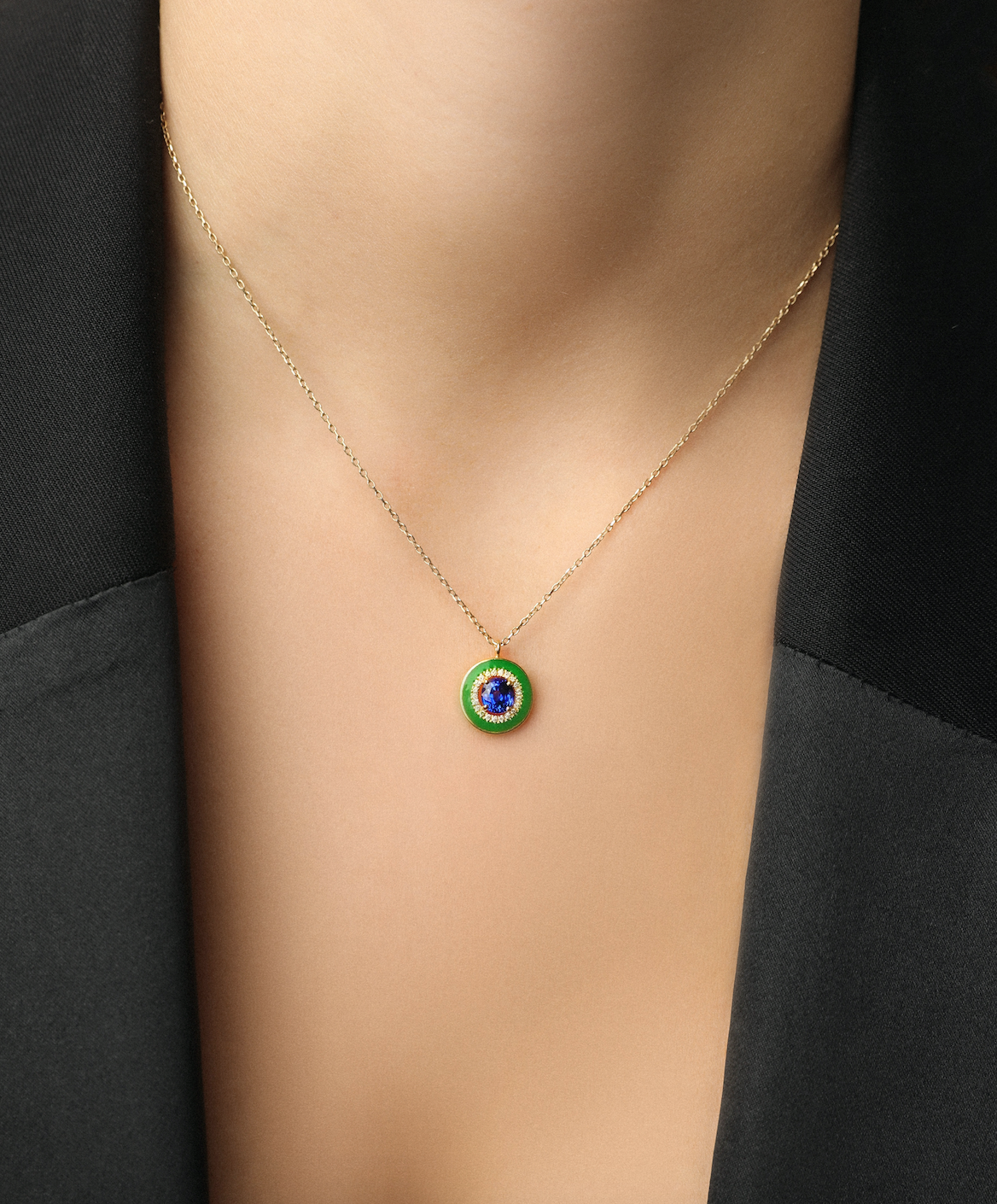  J by Boghossian, necklace, white diamond, gold, sapphire, green enamel