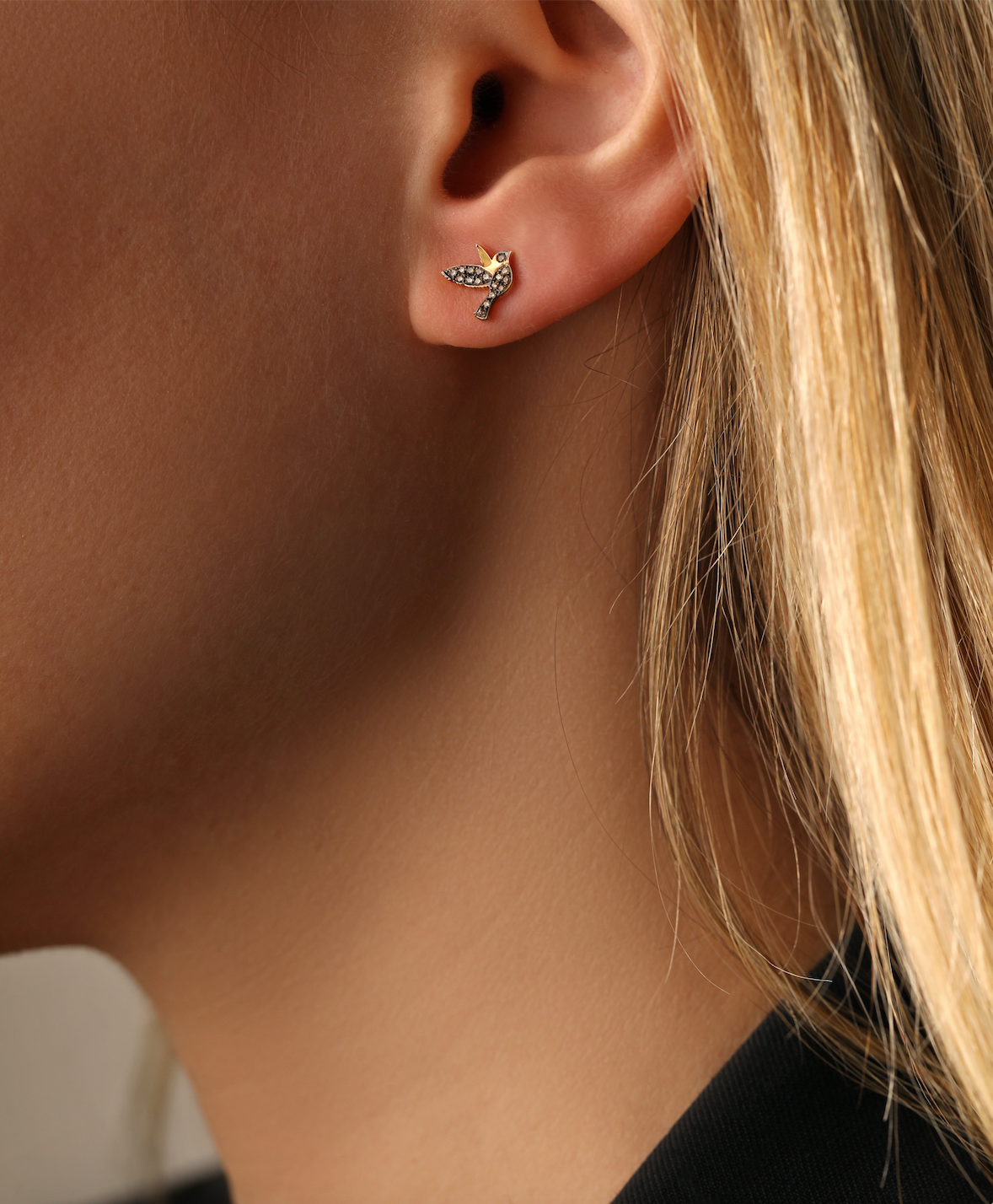 J by boghossian, diamond, stud, earring, gold, bird, stud, earring