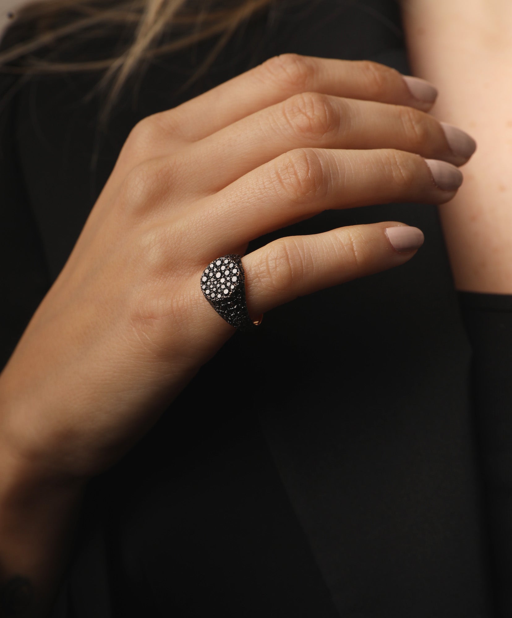 J by boghossian, ring, gold, black diamond