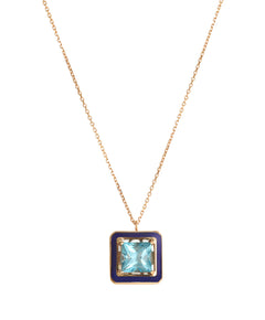J by boghossian, blue topaze, necklace, dark blue enamel, gold