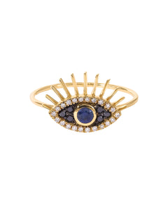 J by boghossian, white diamond, gold, ring, eye, evil eye, sapphire, black diamond