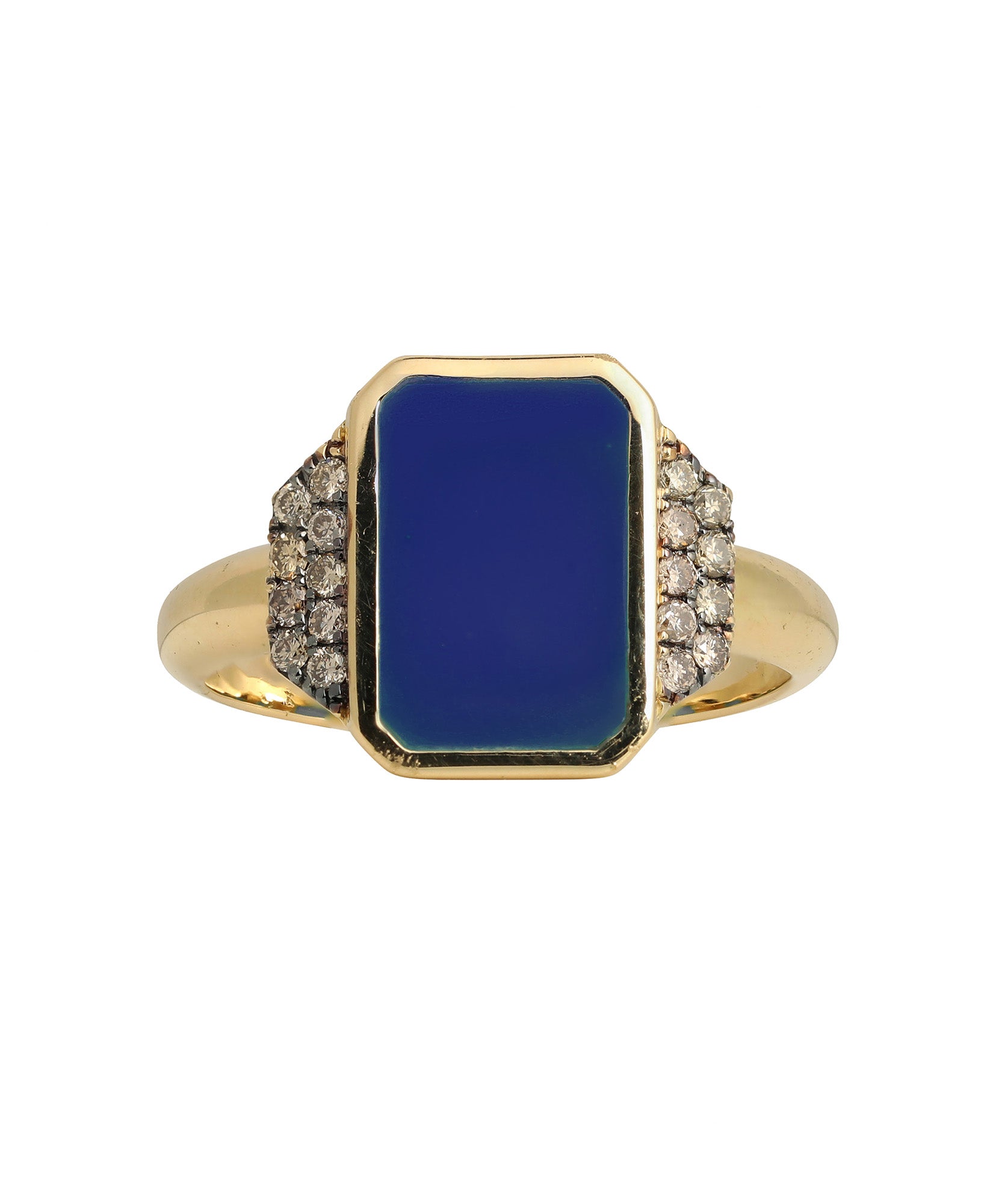 J by boghossian, white diamond, gold, ring, lapis lazuli stone, Brown Diamond