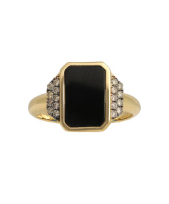  J by boghossian, white diamonds, gold, ring, brown diamonds, onyx stone