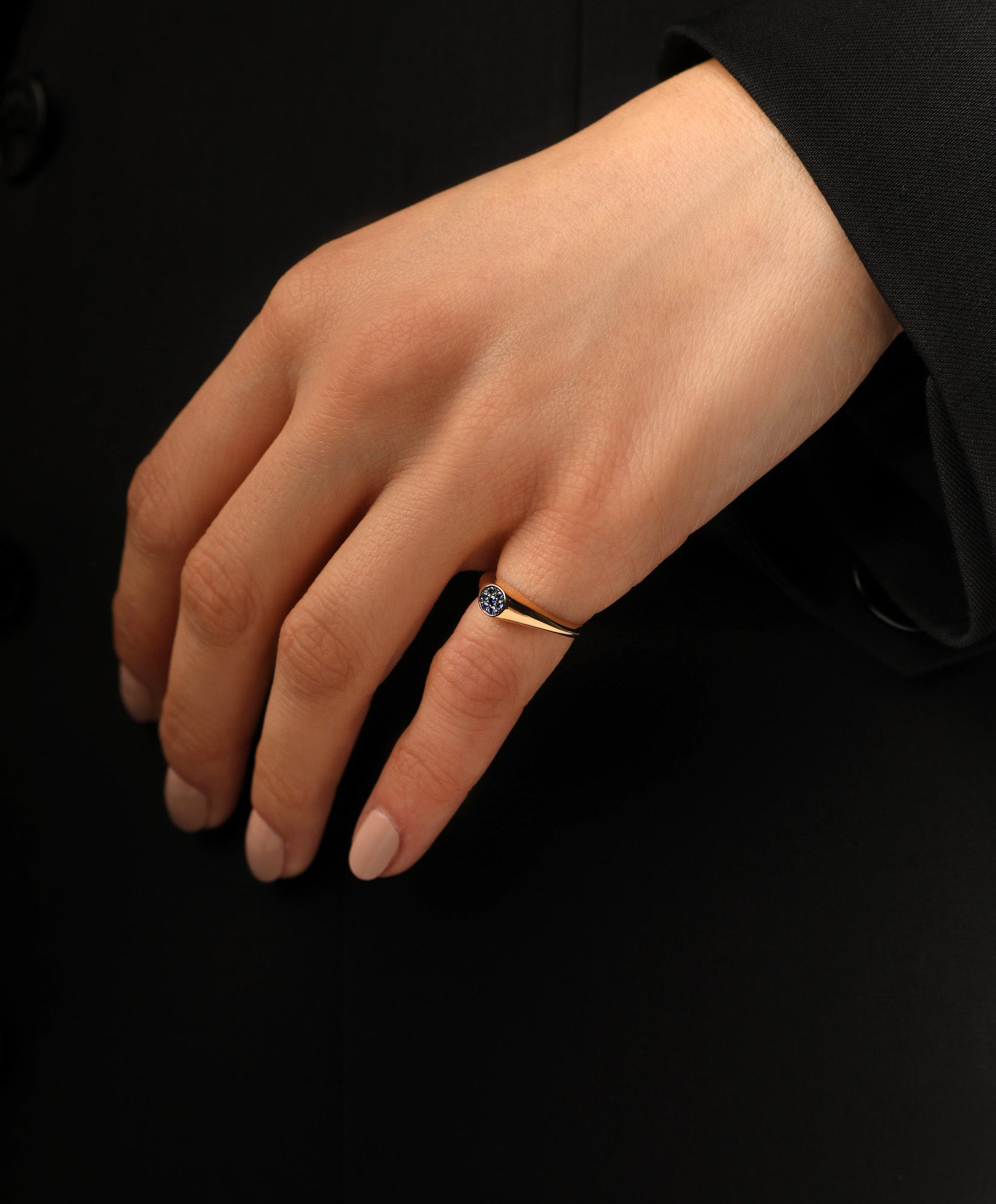 J by boghossian, sapphire, gold, ring, pinky 