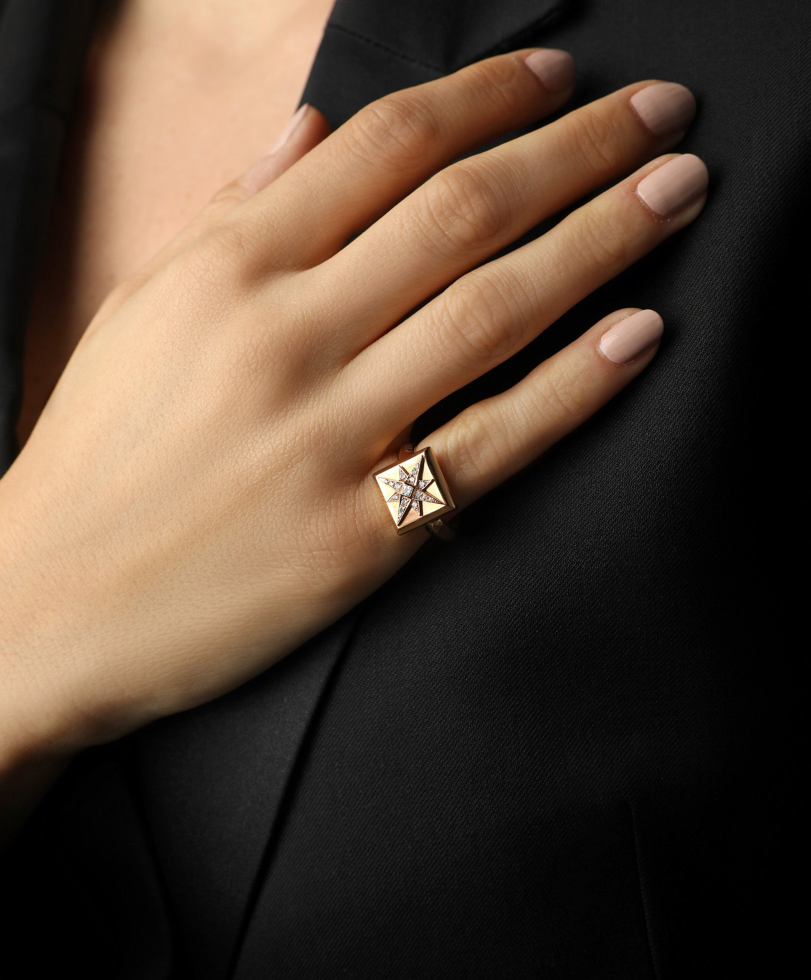 J by boghossian, gold, ring, star, stellar, white diamond