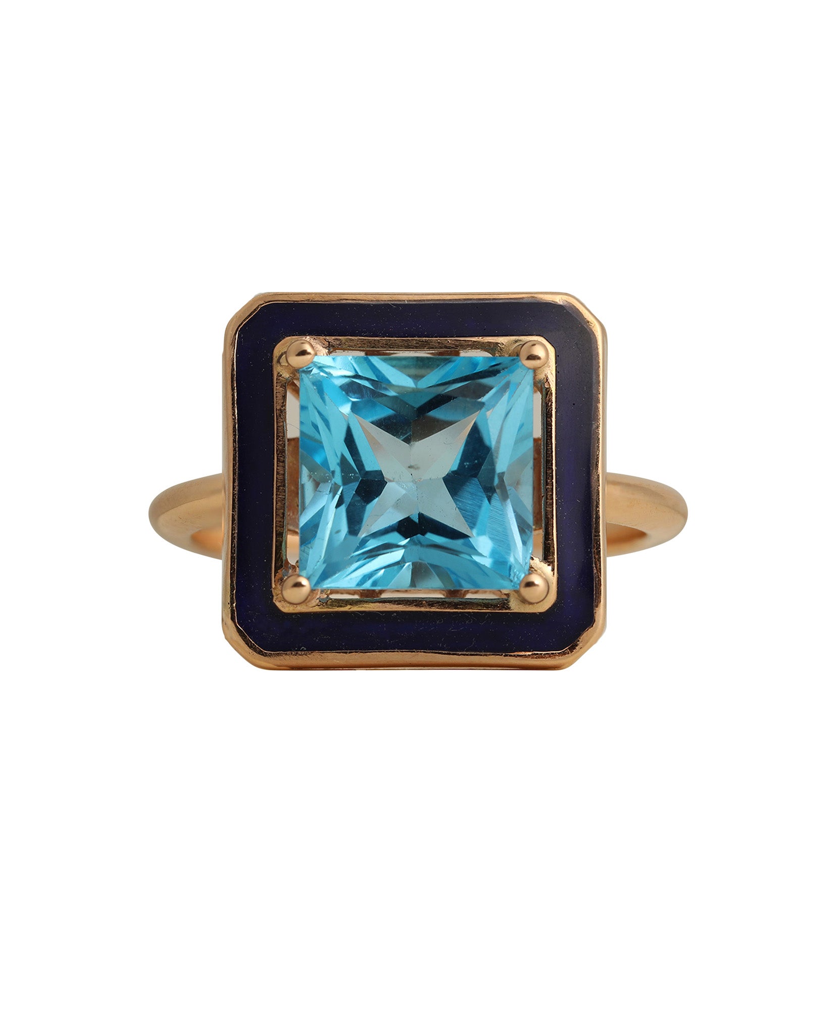 J by boghossian, blue topaze, ring, dark blue enamel, gold
